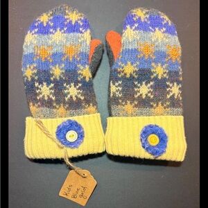 WOOL SWEATER MITTENS Unique FELTED Lambswool Winter Handcrafted Baby Toddler NWT